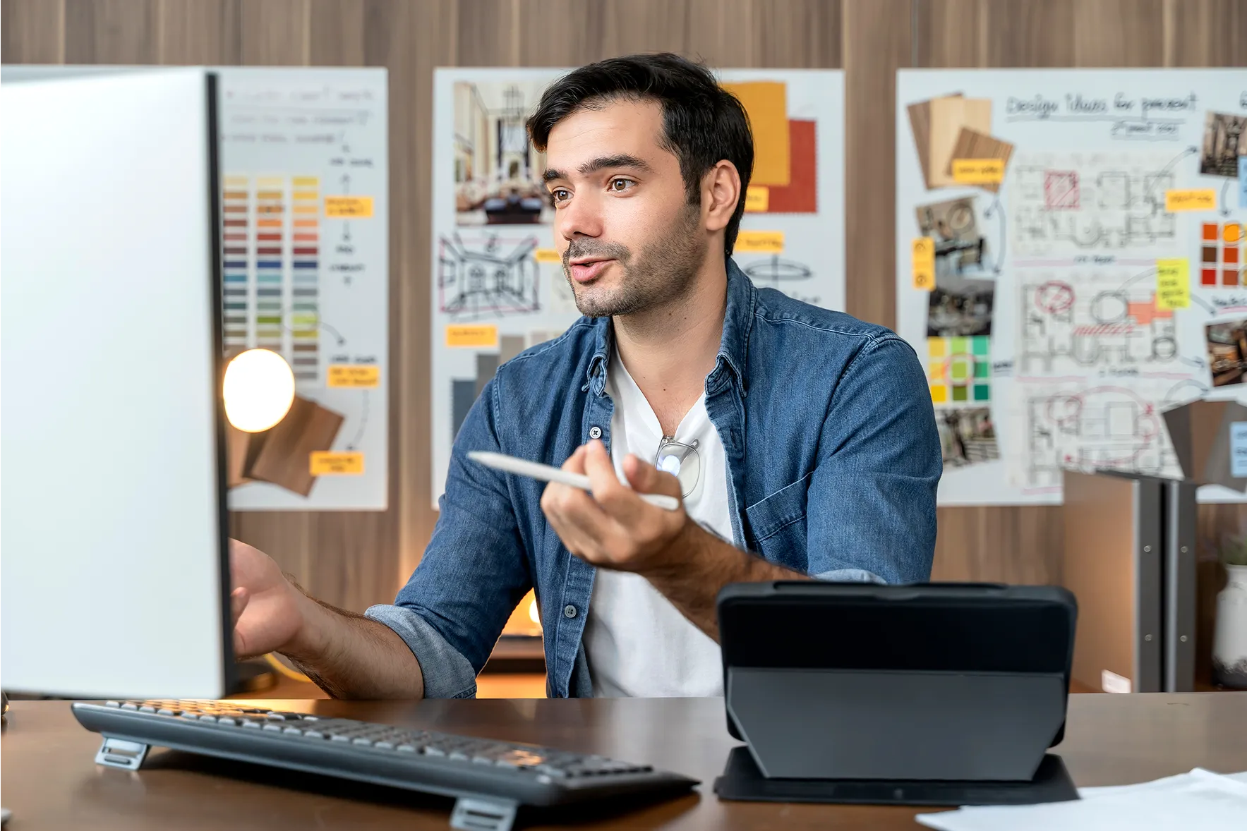 a designer having a discussion or a meeting