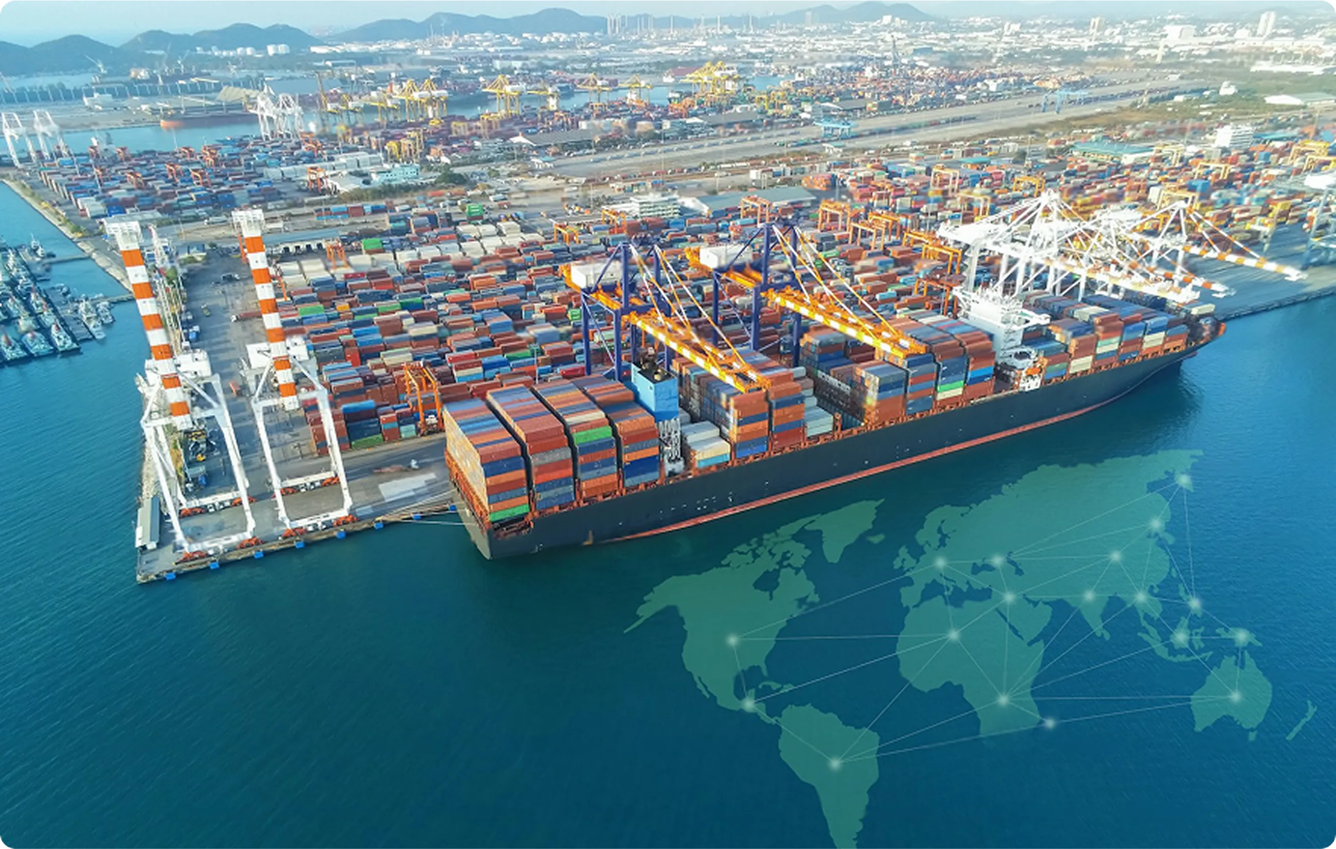 Global trade port with cargo containers representing import-export logistics and international tariff flow – Space Inventive blog on trade economics